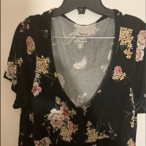 Torrid Size 1 Black Floral Baby Doll Shirt